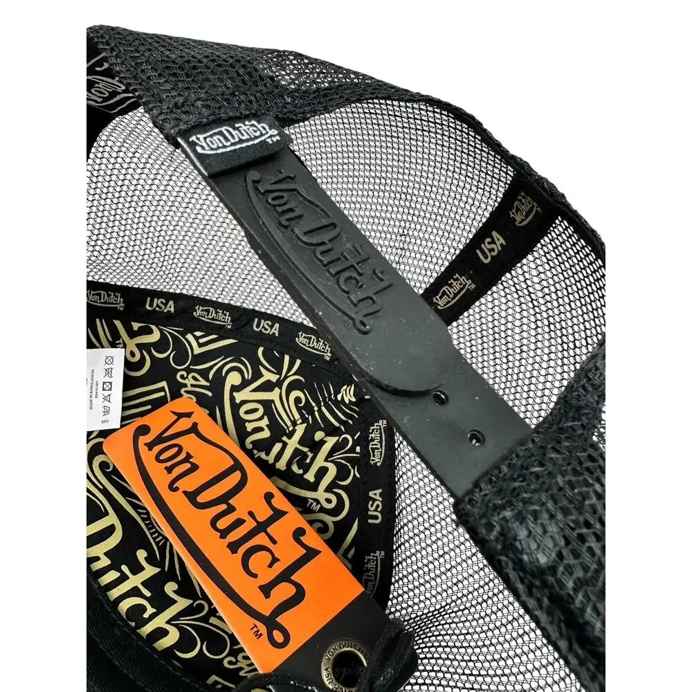 Von Dutch Leopard Print Trucker Hat - Orange/Black